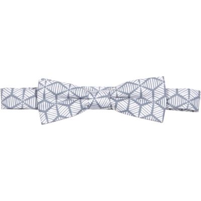 Boys grey geometric print bow tie